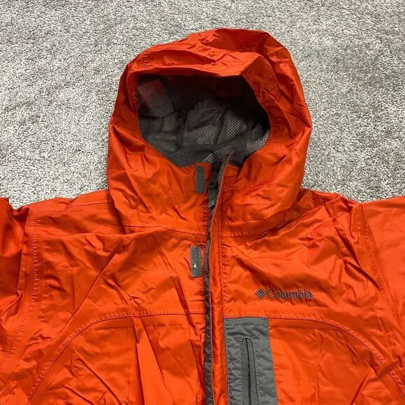 Columbia Omni Shield Windbreaker Jacket Youth 18/20 Orange Gray Hoodie Full Zip